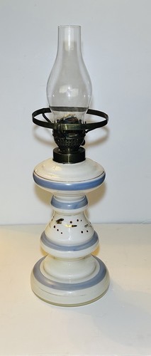 Milk glass oil lamp - milk,