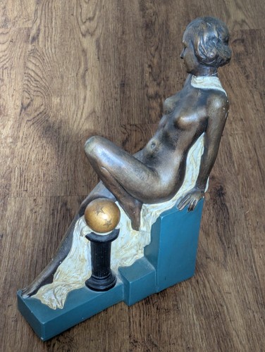 Art noveau bronze painted nude - art,
