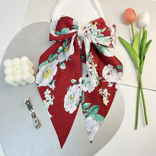 Hair bow clip big long - bow, tail