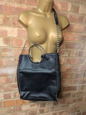 Large Black Faux Leather Tote