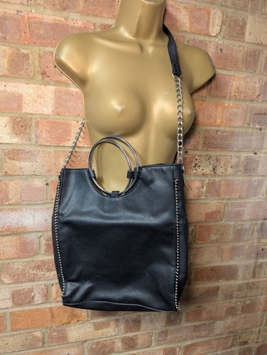 Large black faux leather - black,