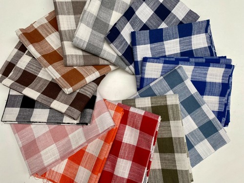 Gingham linen checked cotton - checked,
