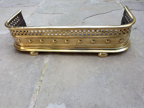 Victorian brass fire fender - fire,