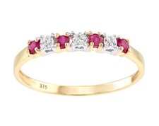 9ct Yellow Gold Ruby & Diamond