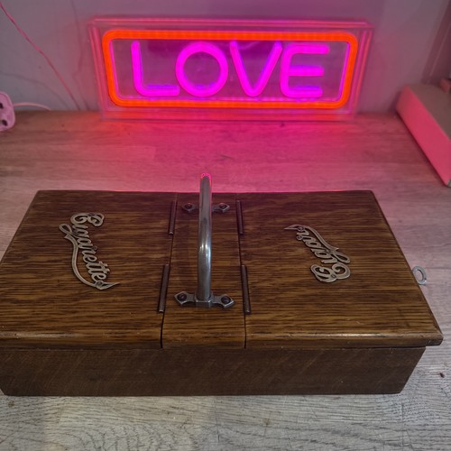 Antique brass lettered oak - brass,