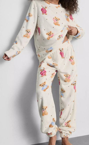 Ladies fleece pyjamas teddy - pyjamas,