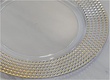 6 x Acrylic Clear Charger Plates with Light Gold Rim -13" (33cm) Diameter