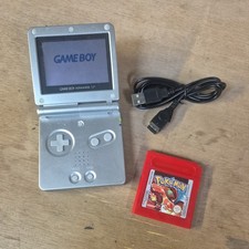 Gameboy Advance SP AGS-001 Silver Console with USB Charging Cable 