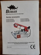 BOMAR Economic 410.260 Horizontal Bandsaw Operators Manual