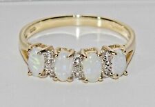 9ct Gold Natural Opal & Diamond Eternity Ring size M