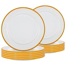 12x White Enamel Side Plates