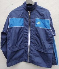 Adidas Windbreaker Jacket Mens Medium Blue 90s Colourblock Full Zip Vintage