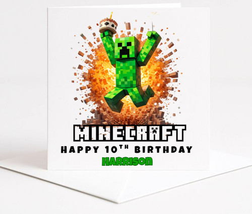 Minecraft happy birthday card - happy,