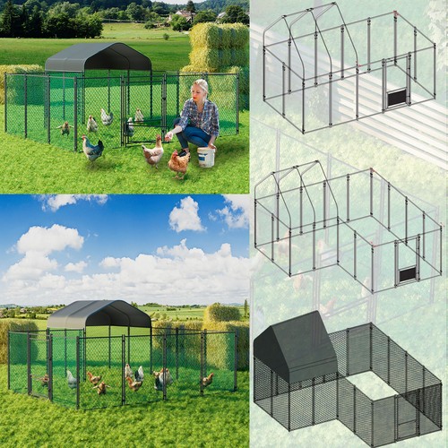 Metal chicken coop with run - with,