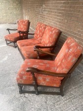 Vintage Original Ercol Cottage Suite, Sofa And Armchairs