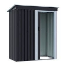 Metal Garden Storage Shed 5 x 3 FT Pent Roof Bike Box Container Tool House Black
