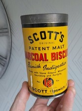  Advertising Tin Scott’s Malt Charcoal Biscuits for Indigestion SUPERB!!!