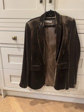 Zara Blazer Women’s Khaki Olive Gold Velvet Jacket Coat XS Worn Once NEGOTIABLE