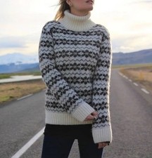 KIDKA Vinur Iceland Turtleneck women men pullover jumper sweater wool size S NEW