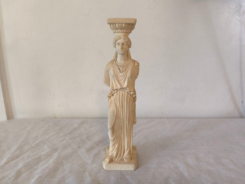 Alabaster caryatid greek lady - alabaster,