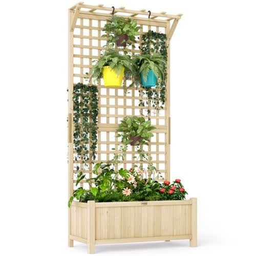 Wooden garden trellis planter - wooden,
