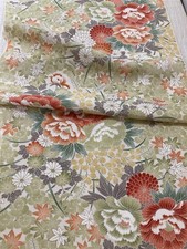 @@Japanese kimono silk fabric/ smooth crepe, cream yellow base AP10