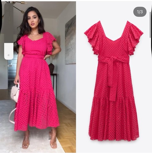 Zara hot pink embroidered - zara,