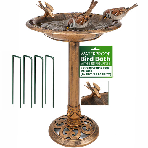 Bird bath bronze - bird,