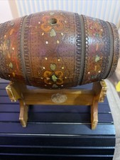 Vintage Handcrafted Hand Painted Wood Wooden Wine Beer Keg Barrel Missing Stoppe