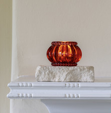 Red Scalloped Glass Votive