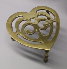 Vintage Brass Shaped Heart Trivet