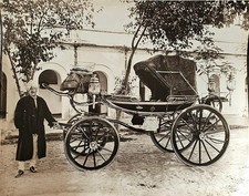 Antique c1900 India Carriage Photo Coachman with Victorian Landau Carriage