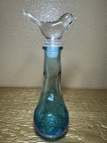 Vtg blue glass - blue, decanter