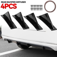 4 x Black Rear Bumper Spoiler Lip Splitter Diffuser Universal Body Kit Shark Fin