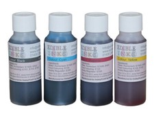 4 Colour Edible Ink Set for Canon Printers - 4 x 50ml Bottles.