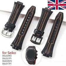 Watch Strap for Seiko Sportura 27mm X 15mm Leather Black Watch Band Replacement