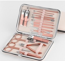 18 Pcs Set Manicure Pedicure Cuticle Kit Nail Care Clipper Cutter Case Gift
