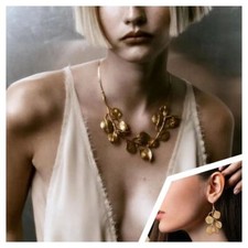 Gold silver collar leaf design  Zara Dup collar choker statement necklace