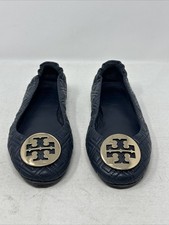 TORY BURCH Black Quilted Minnie Leather Ballet Flats Shoes Women's Size 7