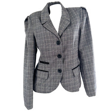 BLACK MILK CLOTHING Explorer TWEED Cinched Blazer Jacket Puff Sleeve AU-10 M