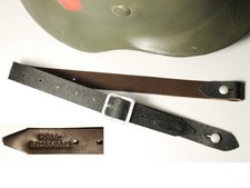 WW2 GERMAN HELMET CHINSTRAP "RBNr. 0/0305/0012" brown leather, aluminum buckle