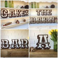 12" RUSTY CARNIVAL letters metal rustic shop sign lettering vintage shabby chic