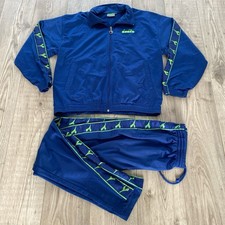 Vintage Diadora Tracksuit Full Set Large Size L Trousers Jacket 1990s Vtg