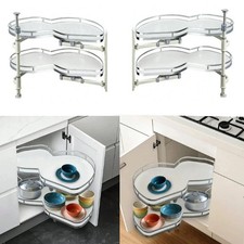 Kitchen Cabinet Cupboard Corner Carousel Storage Unit Pull Out Shelf Twin Tra