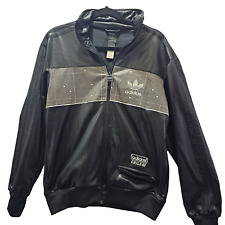 Adidas Originals Chile 62 Wet Look Shiny Black Big Logo Retro Jacket Size Small