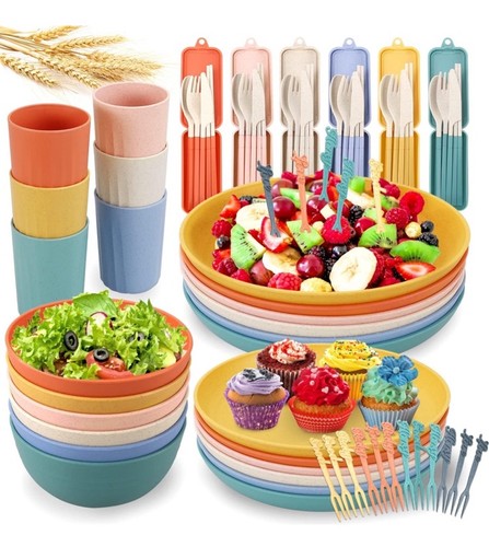 Wheat straw dinnerware set - wheat, for