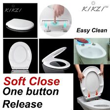 Kikzi® SOFT CLOSE TOILET SEAT LUXURY OVAL WITH METAL FIXING HINGES QUICK RELEASE