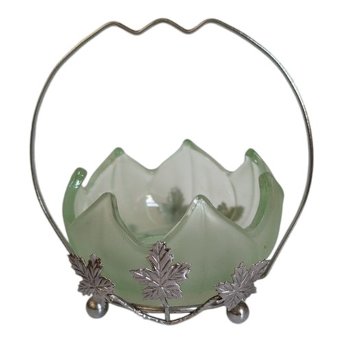 Round glass green bowl - round,