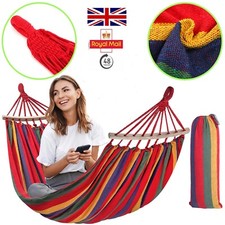Garden Camping Canvas Hammock Bed Hanging Swing Breathable Outdoor 1-2 Person UK