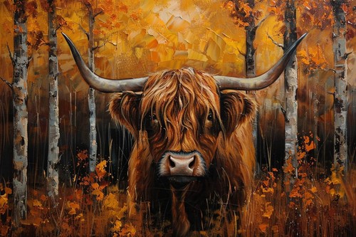 Highland cow animal canvas - highland,